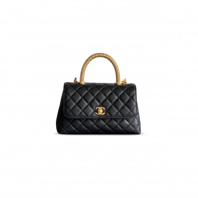 CHANEL 25A CALFSKIN QUILTED TOP HANDLE FLAP BAG 625301 (23*14*8cm)