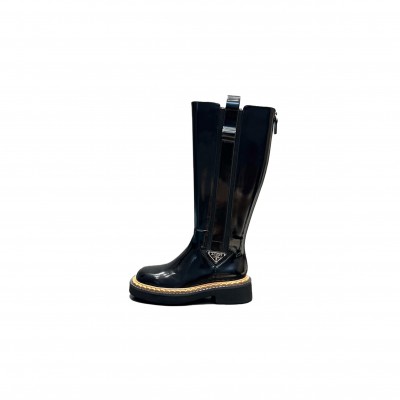PRADA ROUND TOE STRAIGHT LEG LONG BOOTS PRADA ROUND TOE STRAIGHT LEG LONG BOOTS