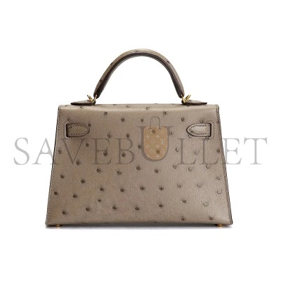 HERMÈS MASTER MINI KELLY 20 HANDBAG OSTRICH 302025 (19*12*5.5cm)