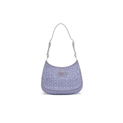 PRADA CLEO CRYSTAL EMBELLISHED SATIN SHOULDER BAG 1BC169 (22*18.5*4.5cm) 