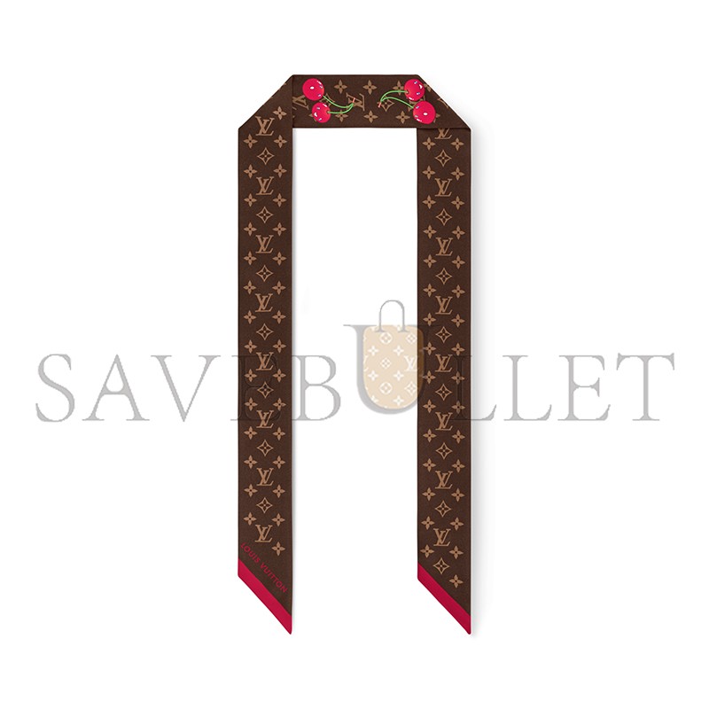 LOUIS VUITTON SCARF MURAKAMI LV X TM MONOGRAM CERISE BANDEAU M96085 LOUIS VUITTON SCARF MURAKAMI LV X TM MONOGRAM CERISE BANDEAU M96085