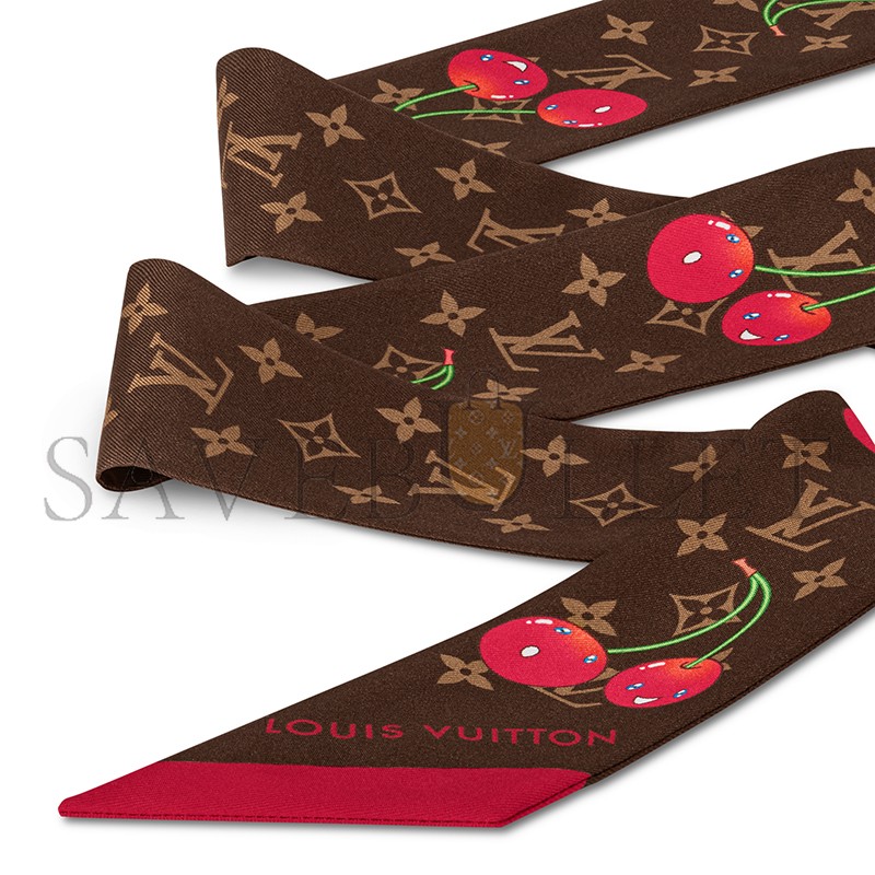 LOUIS VUITTON SCARF MURAKAMI LV X TM MONOGRAM CERISE BANDEAU M96085 LOUIS VUITTON SCARF MURAKAMI LV X TM MONOGRAM CERISE BANDEAU M96085