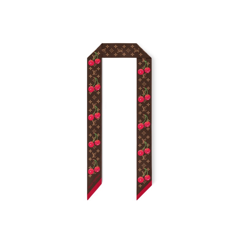 LOUIS VUITTON SCARF MURAKAMI LV X TM MONOGRAM CERISE BANDEAU M96085 LOUIS VUITTON SCARF MURAKAMI LV X TM MONOGRAM CERISE BANDEAU M96085