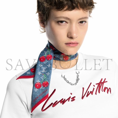LOUIS VUITTON SCARF MURAKAMI LV X TM DENIM CERISE BANDEAU M96390 LOUIS VUITTON SCARF MURAKAMI LV X TM DENIM CERISE BANDEAU M96390