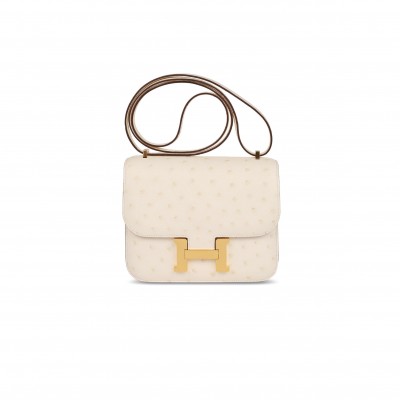 HERMES MASTER CONSTANCE 18 OSTRICH GOLD HARDWARE (18*15*4cm)