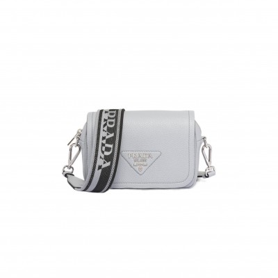 PRADA LEATHER CROSSBODY BAG SHOULDER BAG WOMEN'S CORNFLOWER BLUE 1BD332  (19*12*6cm) 