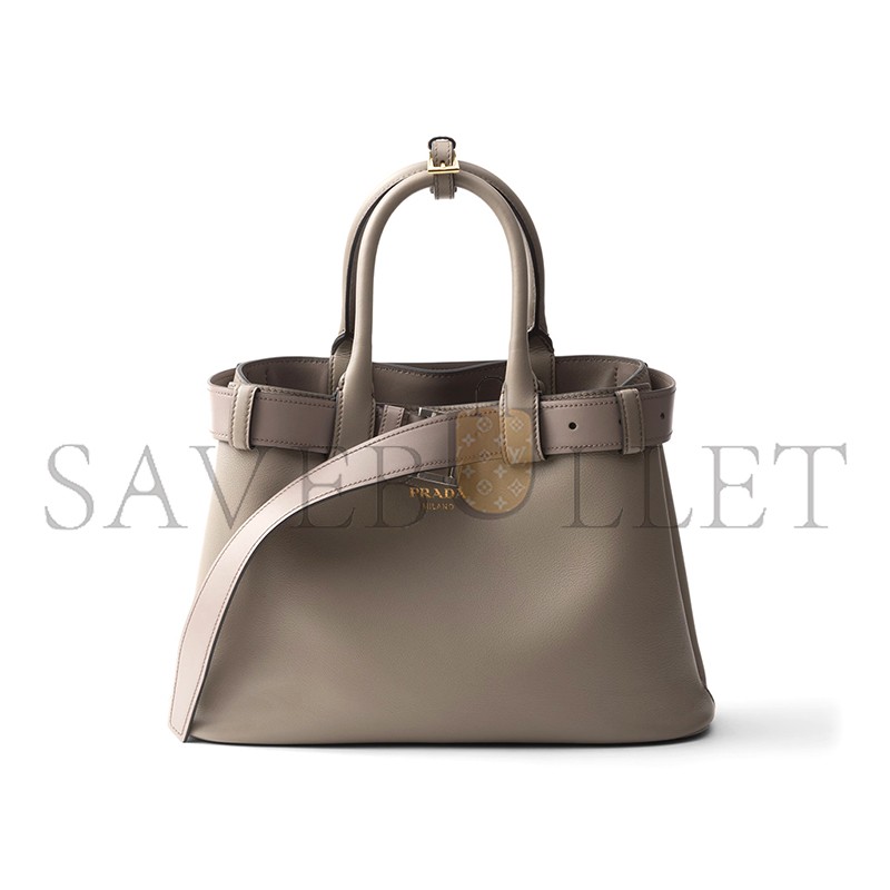 PRADA BUCKLE LARGE LEATHER HANDBAG WITH BELT 1BA416 (37.5*27.5*14cm)