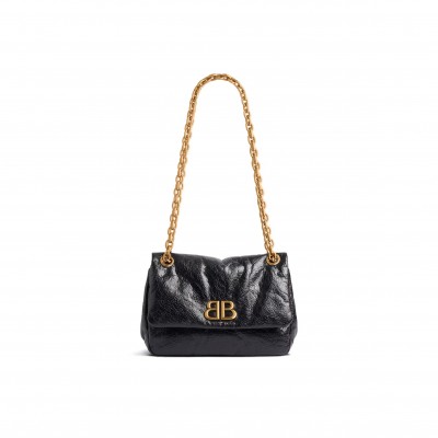 BALENCIAGA WOMEN'S MONACO BAG MINI IN BLACK 7929772AAR81000 (22*14*8cm)