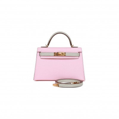 HERMES MINI KELLY CHEVRE GOLD HARDWARE (19*12*5.5cm)