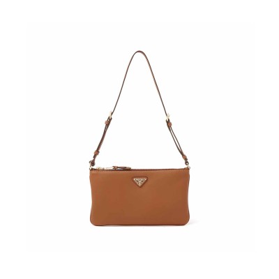 PRADA SMALL LOGO SHOULDER BAG IN GRAINED LEATHER 1NE545 (24*14cm)