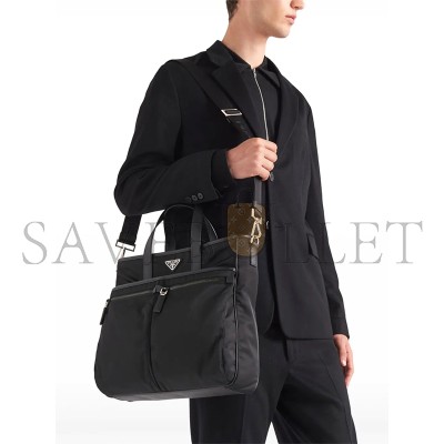 PRADA RE-NYLON AND SAFFIANO LEATHER TOTE BAG 2VG860 (36*34*8cm)