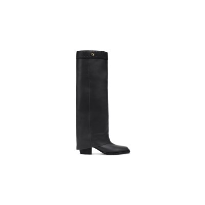 FENDI MINERVA BLACK LEATHER HIGH-HEELED BOOTS 8W8566NA7F0QA1