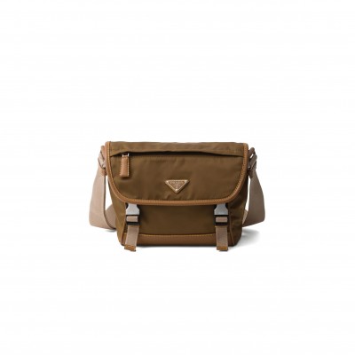 PRADA RE-NYLON AND SUEDE SHOULDER BAG 2VD066 (20*19*10cm)