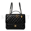 CHANEL MASTER LARGE FLAP BACKPACK BLACK PATENT ANTIQUE GOLD HARDWARE (30*23*10cm)