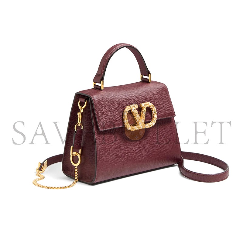 VALENTINO GARAVANI VSLING SMALL HANDBAG IN GRAINY CALFSKIN WITH JEWEL LOGO 7W2B0F53XPW_DYE (22*17*9cm) VALENTINO GARAVANI VSLING SMALL HANDBAG IN GRAINY CALFSKIN WITH JEWEL LOGO 7W2B0F53XPW_DYE (22*17*9cm)