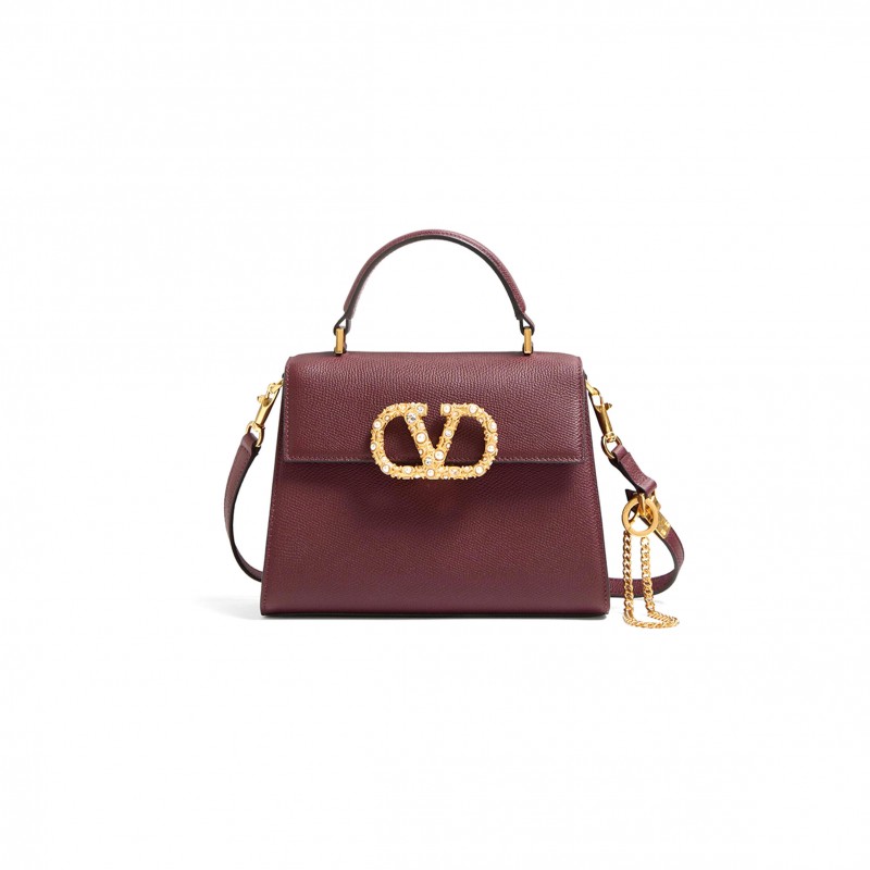 VALENTINO GARAVANI VSLING SMALL HANDBAG IN GRAINY CALFSKIN WITH JEWEL LOGO 7W2B0F53XPW_DYE (22*17*9cm) VALENTINO GARAVANI VSLING SMALL HANDBAG IN GRAINY CALFSKIN WITH JEWEL LOGO 7W2B0F53XPW_DYE (22*17*9cm)