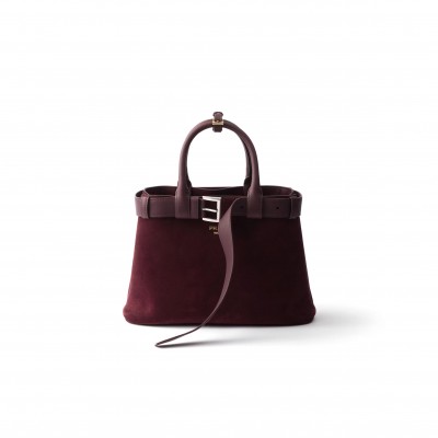 PRADA BUCKLE MEDIUM SUEDE BAG WITH BELT 1BA434 (32*23*11cm)