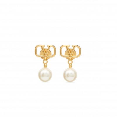 VALENTINO GARAVANI VLOGO SIGNATURE BEADED PENDANT EARRINGS 