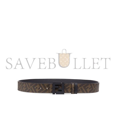FENDI BELT FF BROWN LEATHER AND FABRIC REVERSIBLE BELT 7C0432AEU9F148A FENDI BELT FF BROWN LEATHER AND FABRIC REVERSIBLE BELT 7C0432AEU9F148A