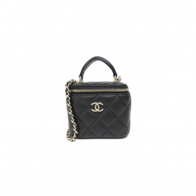 CHANEL BLACK QUILTED MINI VANITY WITH CHAIN AP2198  (11*8.5*7cm)