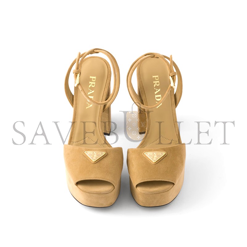 PRADA SUEDE PLATFORM SANDALS 1XP48B