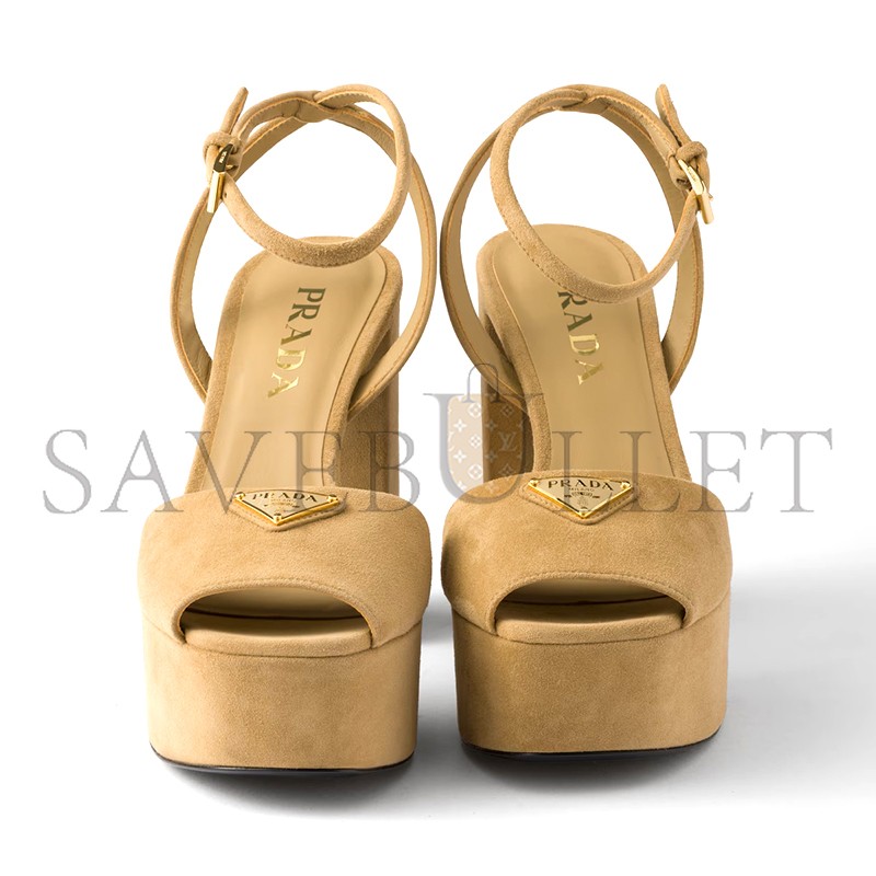 PRADA SUEDE PLATFORM SANDALS 1XP48B