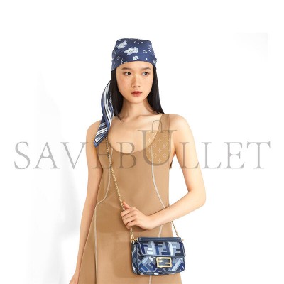 FENDI BAGUETTE MINI BLUE CANVAS BAG WITH FF EMBROIDERY 8BS017AV11F1LAZ (19.5*11*5cm) FENDI BAGUETTE MINI BLUE CANVAS BAG WITH FF EMBROIDERY 8BS017AV11F1LAZ (19.5*11*5cm)