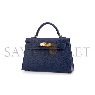 HERMÈS MASTER KELLY MINI II BLUE SAPPHIRE EPSOM (19*12*5.5cm)