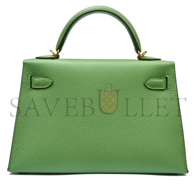 HERMÈS MASTER VERT CRIQUET EPSOM MINI KELLY II GOLD HARDWARE (19*12*5.5cm)