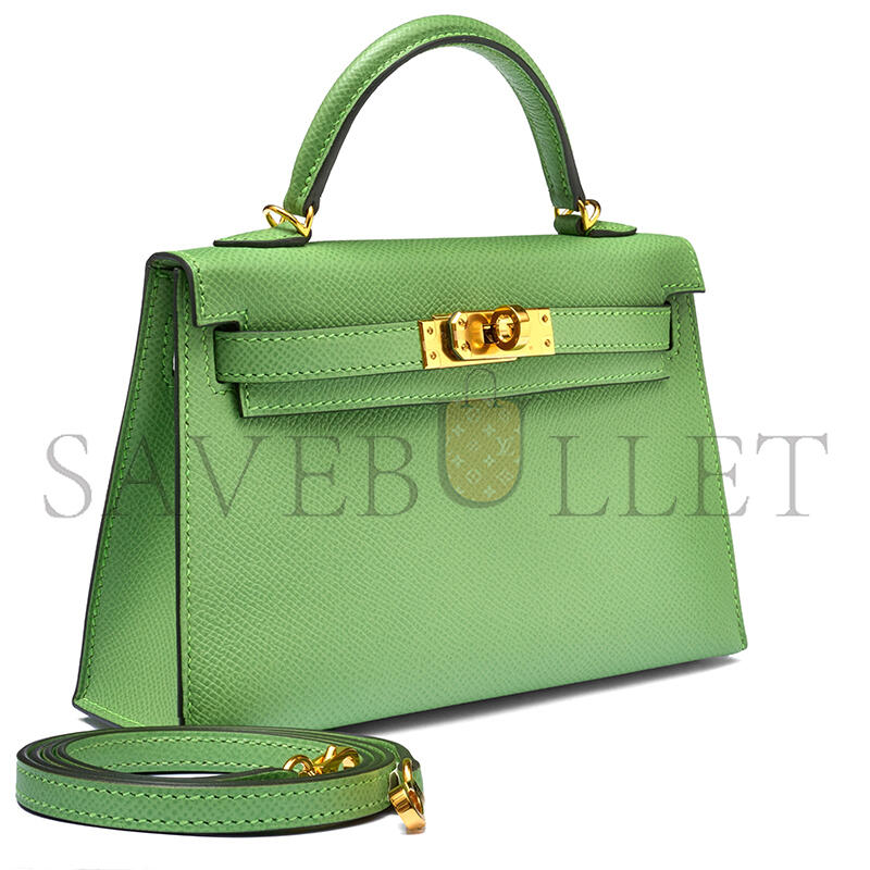 HERMÈS MASTER VERT CRIQUET EPSOM MINI KELLY II GOLD HARDWARE (19*12*5.5cm)