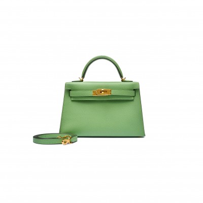 HERMÈS MASTER VERT CRIQUET EPSOM MINI KELLY II GOLD HARDWARE (19*12*5.5cm)