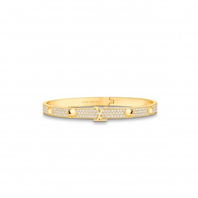 LOUIS VUITTON EMPREINTE BANGLE, YELLOW GOLD AND PAVE DIAMONDS Q95785