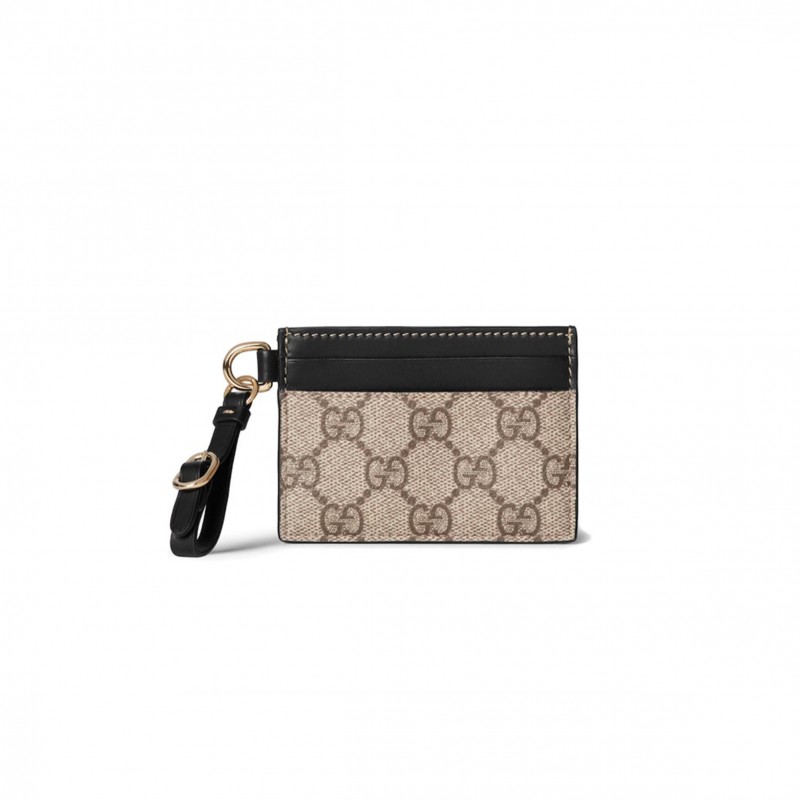 GUCCI GG EMBLEM CARD CASE WITH STRAP 819121 (10*7cm)