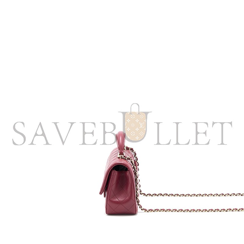 CHANEL MASTER TOP HANDLE MINI RECTANGULAR FLAP BAG LAMBSKIN BURGUNDY GHW (20*12*6.5cm)