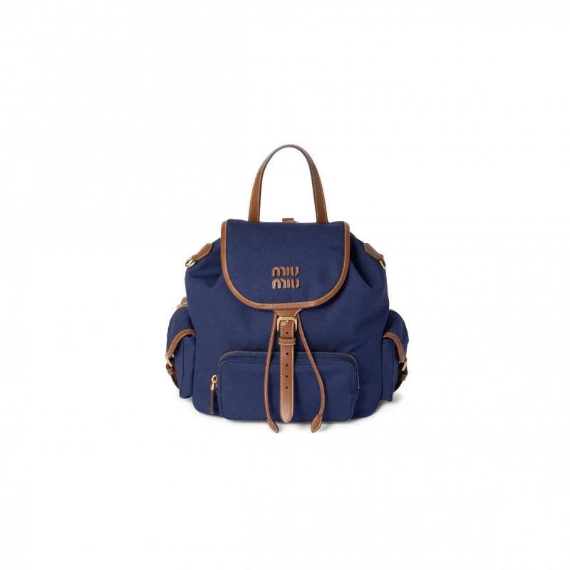 MIU MIU CANVAS AND LEATHER BACKPACK 5BZ042 (29.5*25*12.5cm) MIU MIU CANVAS AND LEATHER BACKPACK 5BZ042 (29.5*25*12.5cm)