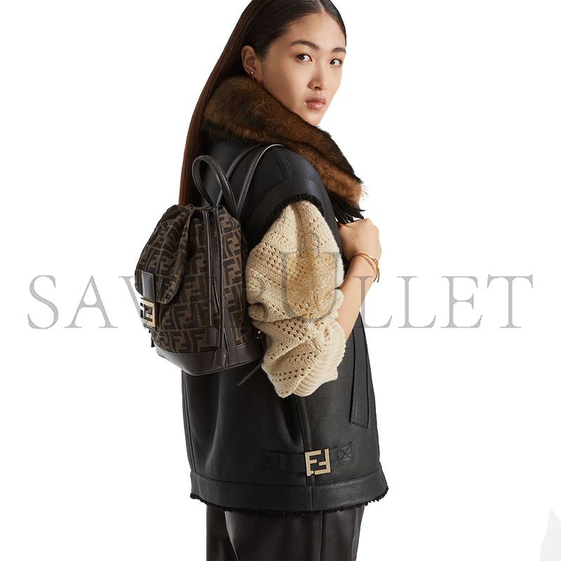 FENDI BROWN FF JACQUARD FABRIC BACKPACK 8BZ057AVQCF1GL7 (26*23*12cm)