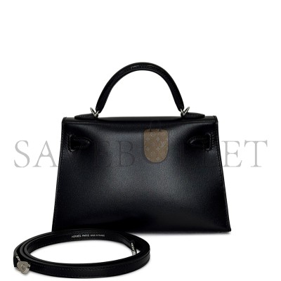 HERMÈS MASATER BLACK BOX CLOUTE STUDDED MINI KELLY II 20 PALLADIUM HARDWARE (20*12*6cm)