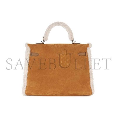 HERMÈS MASTER KELLY 35 TEDDY PLUSH SWIFT CHAMOIS  ALEZAN PALLADIUM HARDWARE (35*25*12cm)