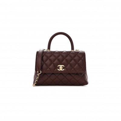 CHANEL QUILTED CAVIAR SMALL COCO TOP HANDLE BAG AS92990 (24*14*10cm)