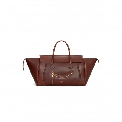 CELINE MEDIUM SMILING NEW LUGGAGE IN SUPPLE SHINY LAMBSKIN 123693GW2.28BK (36*22*16cm)