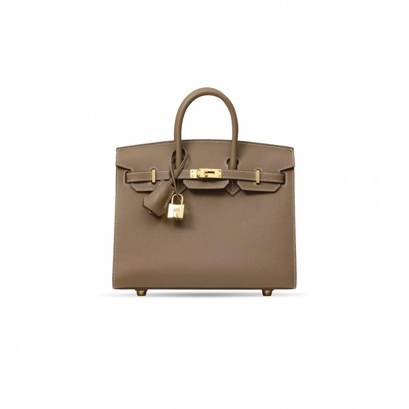 HERMES MASTER BIRKIN 25 EPSOM LEATHER ELEPHANT GRAY GOLD BUCKLE LUXURY BAG (25*20*13cm)
