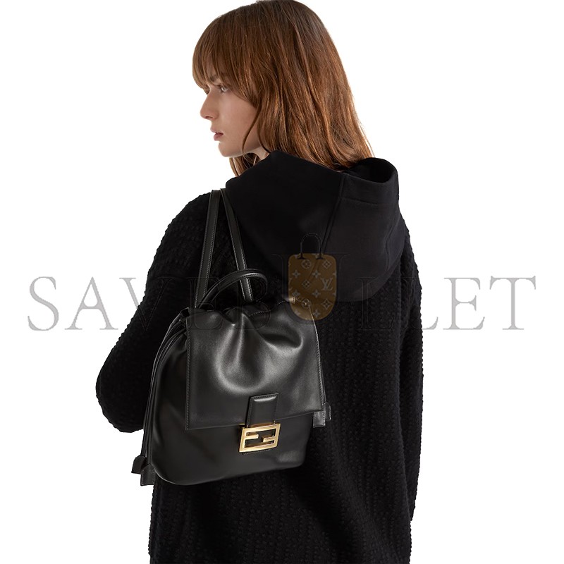 FENDI BLACK LEATHER BACKPACK 8BZ057AYJ1F0KUR (26*23*12cm)