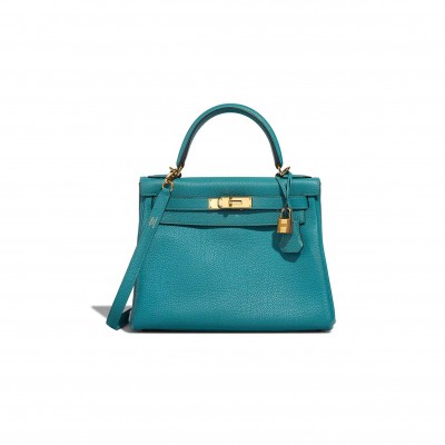 HERMÈS KELLY 28 TOGO BLEU PAON  (28*21*10cm)