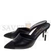 CHANEL WOMEN'S POINTED TOE SINGLE PEARL HEELED MULES  