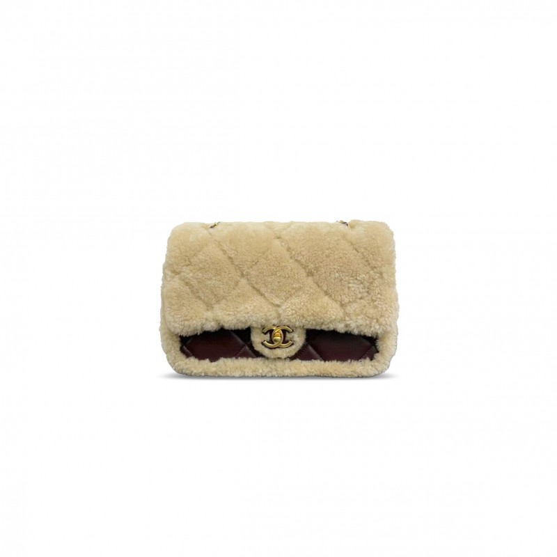 CHANEL MASTER SMALL FLAP BAG DARK BROWN AND SHEARLING AS5149 (23.5*14.5*6.5cm)