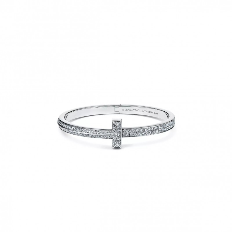 TIFFANY TT1 WIDE DIAMOND HINGED BANGLE IN WHITE GOLD 68127394 TIFFANY TT1 WIDE DIAMOND HINGED BANGLE IN WHITE GOLD 68127394