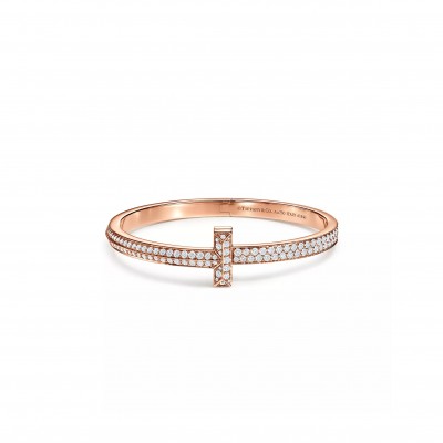 TIFFANY T1 WIDE DIAMOND HINGED BANGLE IN ROSE GOLD 68127289