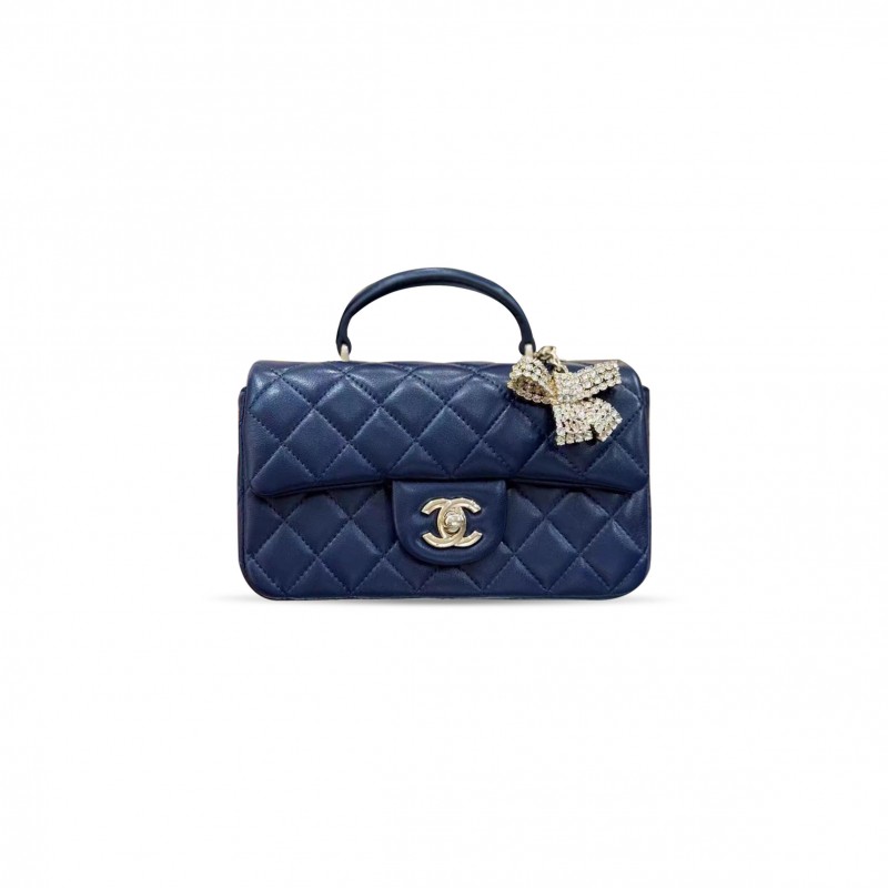 CHANEL MINI CLASSIC HANDBAG WITH TOP HANDLE AS2431 (20*12*6cm)
