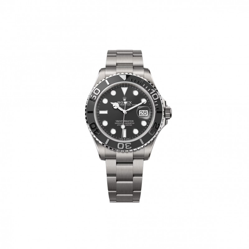 ROLEX THE OYSTER PERPETUAL YACHT-MASTER 42 IN RLX TITANIUM WITH AN INTENSE BLACK DIAL AND AN OYSTER BRACELET ROLEX THE OYSTER PERPETUAL YACHT-MASTER 42 IN RLX TITANIUM WITH AN INTENSE BLACK DIAL AND AN OYSTER BRACELET
