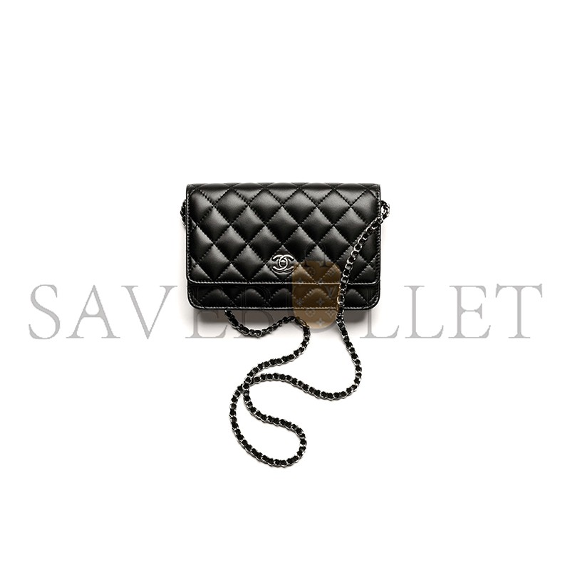 CHANEL CLASSIC WALLET ON CHAIN LAMBSKIN BLACK AS4241 (19.2*12.3*3.5cm) CHANEL CLASSIC WALLET ON CHAIN LAMBSKIN BLACK AS4241 (19.2*12.3*3.5cm)